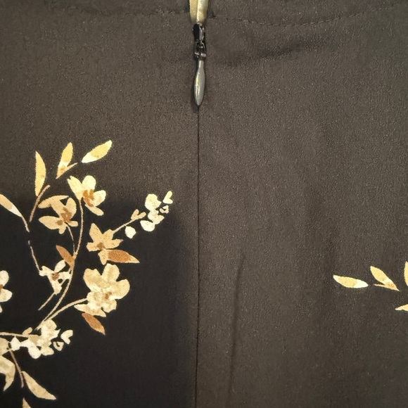 J. Crew Dress Esperanza Dress Black Floral Long Sleeves Ruffle Neck 14 - Picture 8 of 11